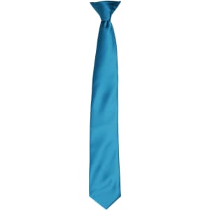 A satin tie in a vibrant turquoise colour, featuring a sleek design and a polished finish.