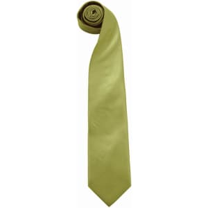 A plain green tie is displayed, neatly rolled up. It has a slim design and a smooth texture.