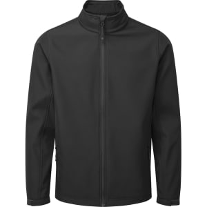 A black Windchecker Softshell Jacket featuring a full zip and a collar. It has a logo on the front.
