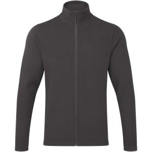 A black zip microfleece jacket with a high collar and long sleeves, featuring a discreet logo.