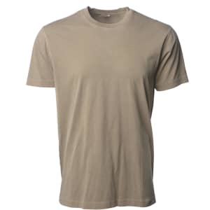 A premium pigment dye t-shirt in a sandy beige colour, featuring a crew neckline and short sleeves.