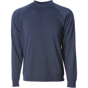 A navy unisex crew sweatshirt with long sleeves and a simple design. It features a logo on the front.