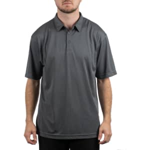 A grey Micro Pique Polo shirt with a collar and three buttons, featuring a subtle texture.