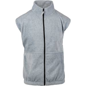 A grey Full Zip Arctic Polar Fleece Vest with a high collar and zip closure, featuring a logo.