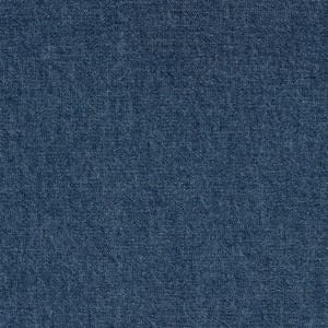 A textured fabric swatch in a deep blue hue, resembling cotton denim material. The image includes a logo.