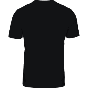 A black men's T-shirt with a simple design, featuring a logo on the back.