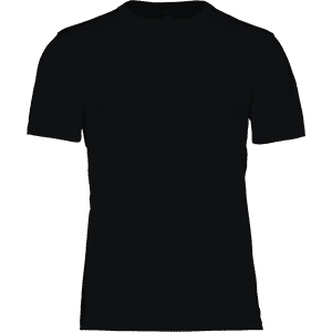 A black men's t-shirt with short sleeves and a fitted design, featuring a logo on the front.