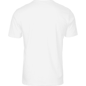 A white men's t-shirt featuring a plain back design and a logo.