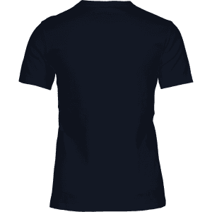 A women's t-shirt in navy blue, featuring a simple, unadorned design with a crew neckline and short sleeves.