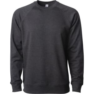A unisex lightweight loopback terry crew in a dark grey colour, featuring a logo.