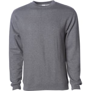 A grey men's basic crew sweatshirt featuring long sleeves and a simple design. It has a small logo on the front.