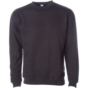 A black crew neck sweatshirt with long sleeves, featuring a simple design and no visible branding.