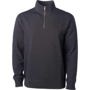 A men's midweight quarter zip in navy featuring long sleeves and a zippered collar. Includes a logo on the chest.