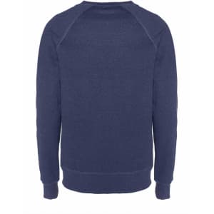 A navy sweatshirt with a crew neck and ribbed cuffs, featuring a plain design and no visible logos.