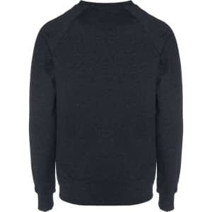 A dark grey sweatshirt with long sleeves and a crew neck, featuring a plain back design and fitted cuffs.