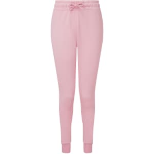 Fitted joggers in a soft pink colour with an elastic waistband and cuffed ankles. Features a drawstring for adjustment.