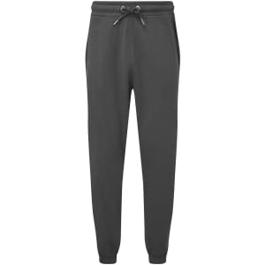 Classic joggers in dark grey with an elastic waistband and drawstring, featuring side pockets.