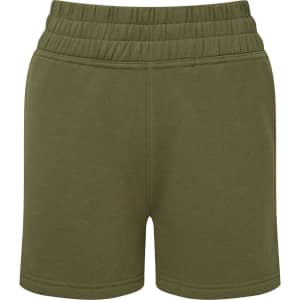 Jogger shorts in olive green with an elastic waistband and a simple design. Features a logo.