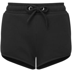 Recycled Retro Jogger Shorts in black with an elastic waistband and drawstring detail. Features a branded logo.