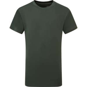 A kids' performance T-shirt in dark green, featuring short sleeves and a classic crew neck design.