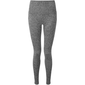Ribbed seamless sport leggings in a dark grey colour, featuring a high waist and full-length design.