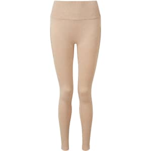 Ribbed seamless sport leggings in a light beige colour, featuring a high waistband and fitted design.