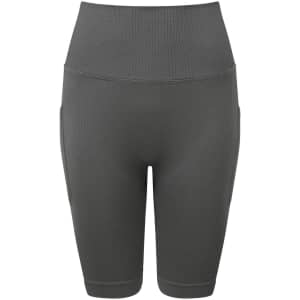 Ribbed seamless 3D fit cycle shorts in grey, featuring a high waist and a smooth, fitted design.