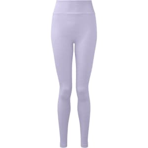 Purple seamless leggings made from recycled material, featuring a high waistband and a fitted design.