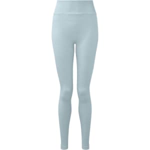 Light blue seamless leggings made from recycled material, featuring a fitted design and no visible branding.