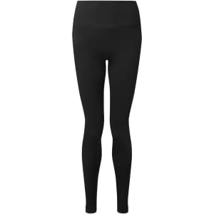 Black recycled scrunch leggings with a high waistband, featuring a simple design and no visible logos.