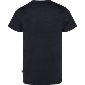 A black men's T-shirt with a plain back and a small logo tag at the bottom.