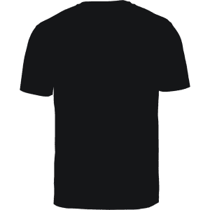 A black T-shirt with a plain design, featuring an unspecified logo or branding.