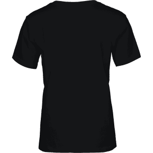 A black women's t-shirt displayed from the back, featuring short sleeves and a simple design.