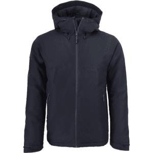 A Thermic Insulated Jacket in dark navy, featuring a hood and zippers on the pockets. It has a logo on the chest.