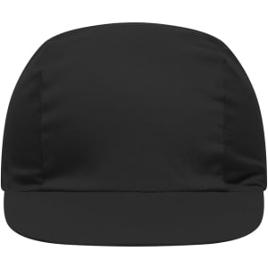 A black 3 Panel Promo Cap with a flat brim and a logo on the front.
