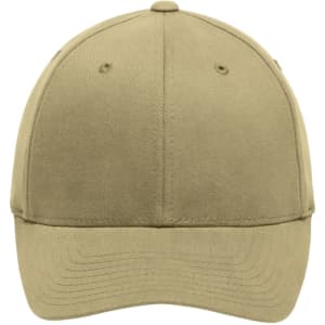 A khaki Original Flexfit Cap featuring a structured design and a logo on the front.