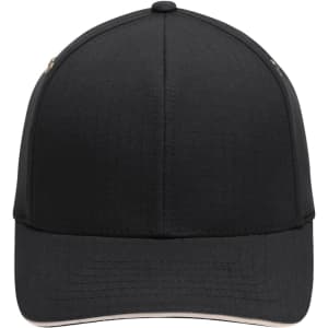 A black Flexfit Ripstop Sandwich Cap with a structured design and a subtle texture.