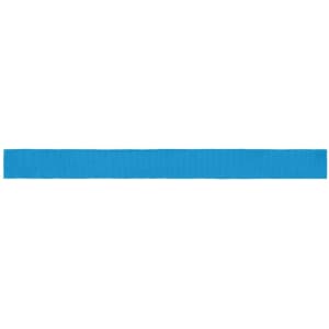 A blue ribbon suitable for promotional use, featuring a branded logo.