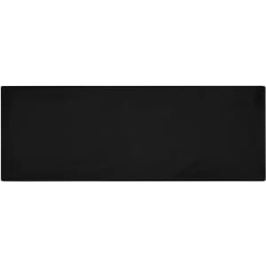 A black running headband featuring a logo. Made of soft material, ideal for sports activities.