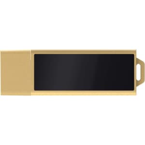 A gold eco-friendly LED flash drive with a black surface for branding or personalisation.