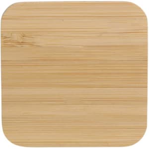 A bamboo wireless charger with a smooth, square surface. It features rounded corners and a subtle natural wood grain.