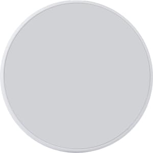 A circular wireless charger in a sleek silver design. It features a minimalist appearance with no visible branding.