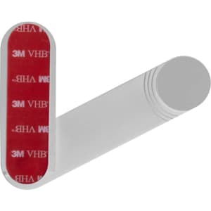 A white laptop extension arm with a 3M adhesive backing, designed for mounting devices securely.