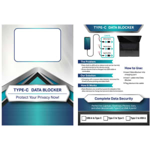 A blue and silver promotional card for the Kobe Data Blocker, featuring a design with a logo and instructions on usage.