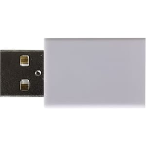 A white USB Data Blocker adapter with Type-A and Type-C connectors.