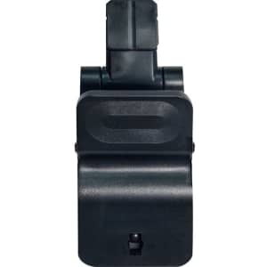 A black magnetic LED selfie light with a compact design and adjustable mount attachment.
