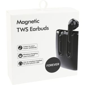 A white packaging box for Lawson Magnetic TWS Earbuds, featuring a black design and a branding logo.