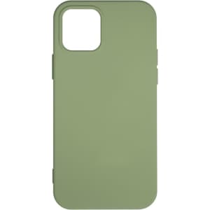 A green TPU iPhone case featuring a smooth finish and a simple design, with a logo on the back.