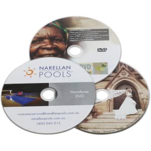 Three DVDs featuring colour images and text, with a logo present on each disc.