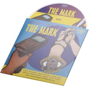 A DVD titled "THE MARK" with an illustrated cover featuring a remote control and hands, in vibrant colours.